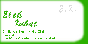 elek kubat business card